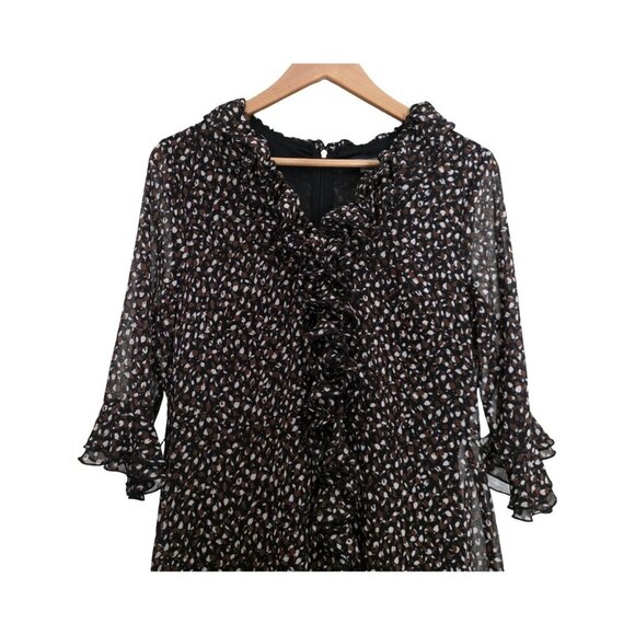 Women's - Tommy Hilfiger Brown Ruffled Midi Dress, Size 14 - Picture 2 of 10